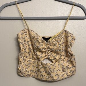 Streetwear Society Mustard Floral Crop Top